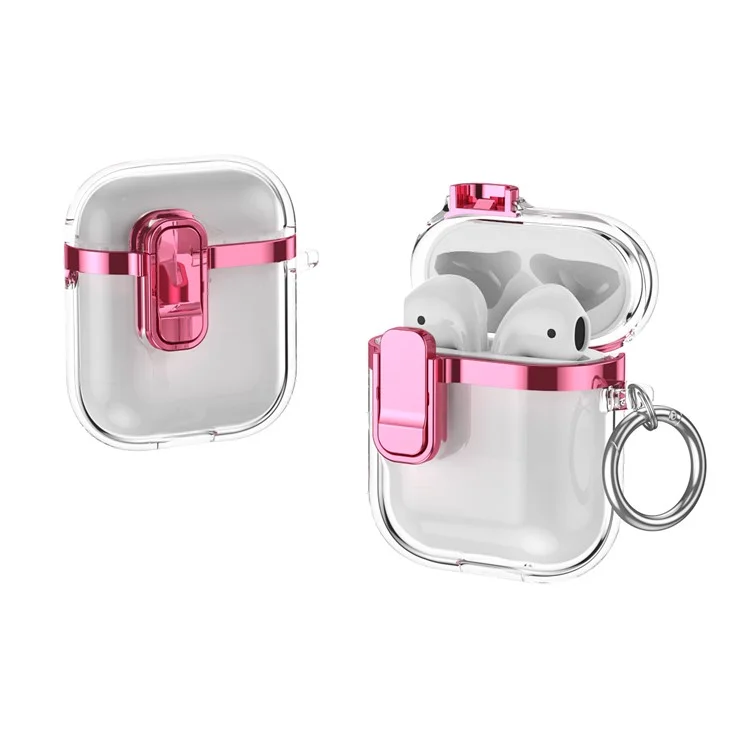 Custodia elettroplaccata trasparente per Apple AirPods con custodia di ricarica (2016) / (2019) / AirPods con custodia di ricarica wireless (2019) - Rosa
