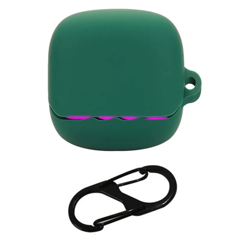 For JBL Quantum Beam TWS Bluetooth-compatible Earphones Case with Anti Lost Buckle Silicone Protective Cover - Blackish Green