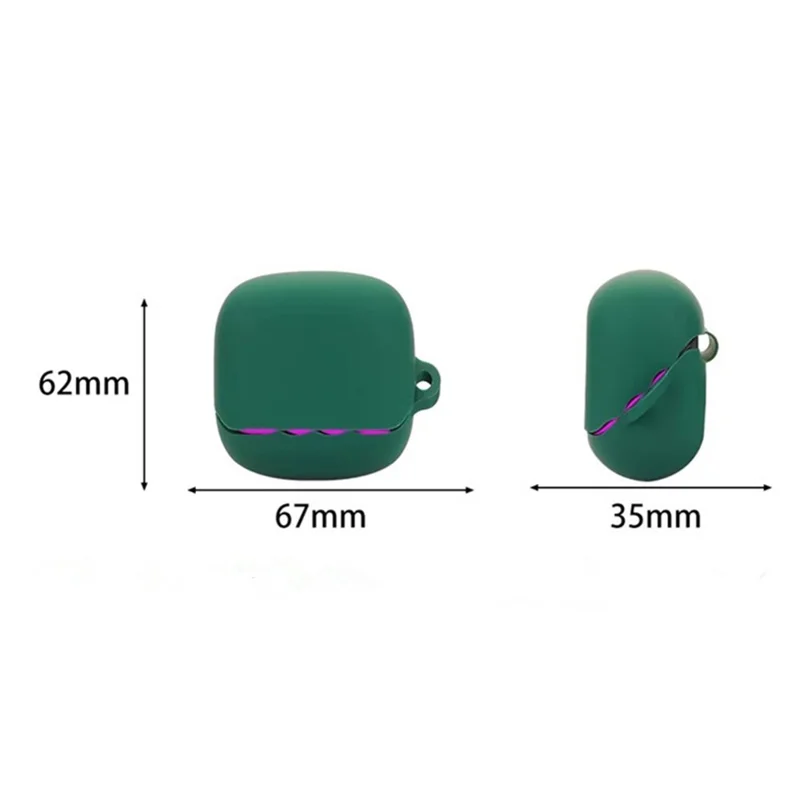 For JBL Quantum Beam TWS Bluetooth-compatible Earphones Case with Anti Lost Buckle Silicone Protective Cover - Blackish Green