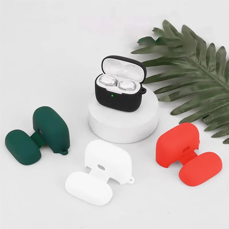 For Edifier NeoDots Silicone Case Cover with Anti Lost Buckle Bluetooth-compatible Earphones Protective Sleeve - Black