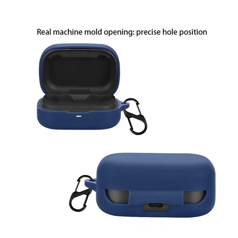 For Bang & Olufsen Beoplay Eleven Bluetooth-compatible Earphones Case with Anti Lost Buckle Silicone Protective Cover - Dark Blue