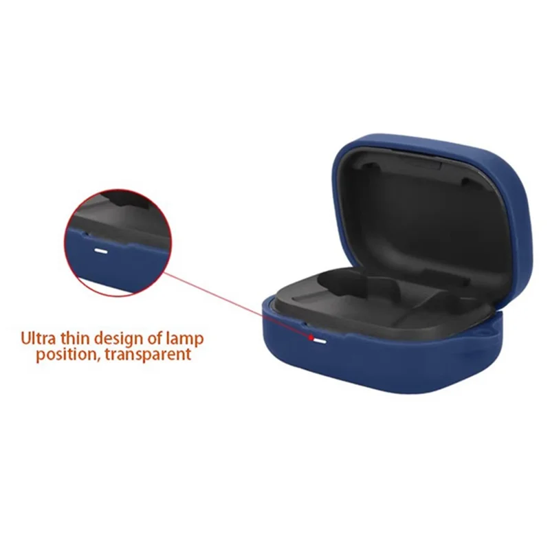For Bang & Olufsen Beoplay Eleven Bluetooth-compatible Earphones Case with Anti Lost Buckle Silicone Protective Cover - Dark Blue
