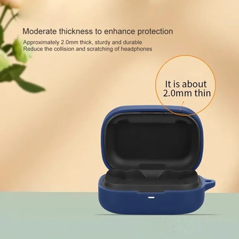 For Bang & Olufsen Beoplay Eleven Bluetooth-compatible Earphones Case with Anti Lost Buckle Silicone Protective Cover - Dark Blue