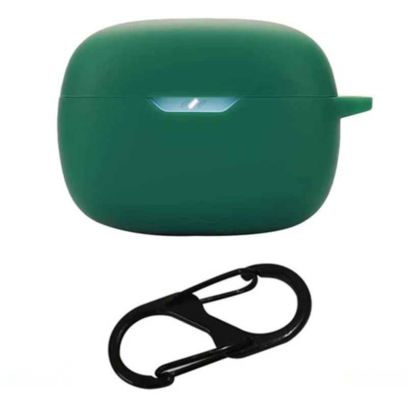For JBL Wave Beam 2 Bluetooth-compatible Earphones Case with Anti Lost Buckle Silicone Protective Cover - Blackish Green