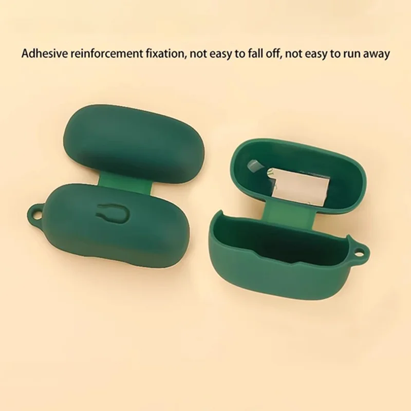 For JBL Wave Beam 2 Bluetooth-compatible Earphones Case with Anti Lost Buckle Silicone Protective Cover - Blackish Green