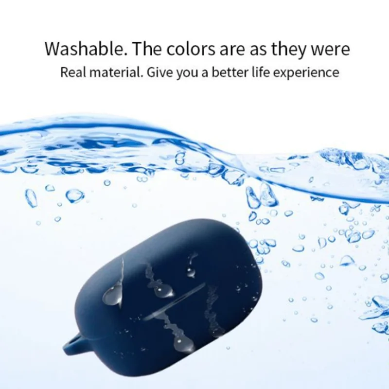 Étui pour écouteurs Bluetooth QCY Melobuds ANC HT05 avec boucle anti-perte et protection en silicone - Bleu foncé