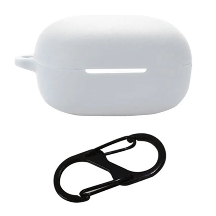 For QCY MeloBuds ANC HT05 Bluetooth-compatible Earphones Case with Anti Lost Buckle Silicone Protective Cover - White