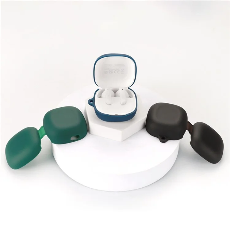 For QCY MeloBuds ANC HT05 Bluetooth-compatible Earphones Case with Anti Lost Buckle Silicone Protective Cover - White