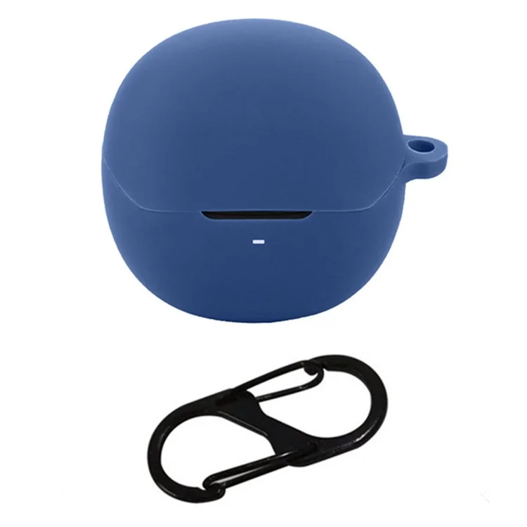 For QCY AilyBuds Pro+ Bluetooth-compatible Earphones Case with Anti Lost Buckle Silicone Protective Cover - Dark Blue