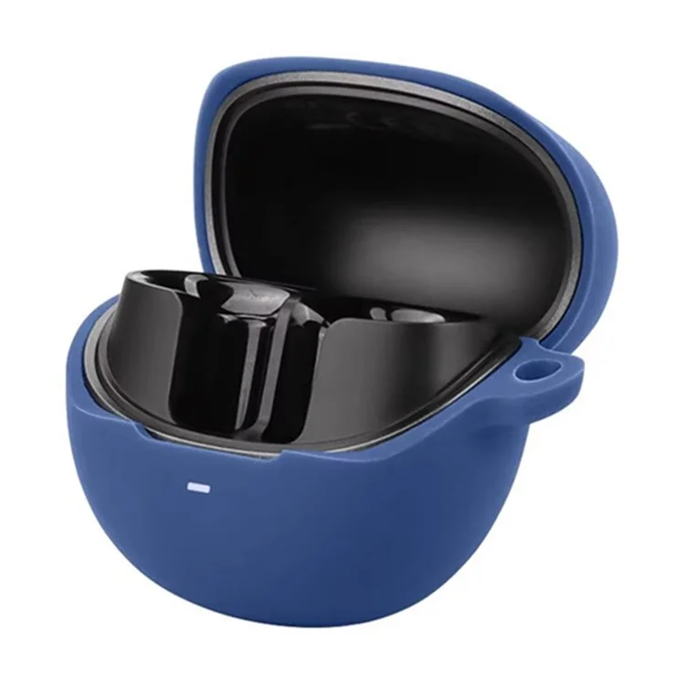 For QCY AilyBuds Pro+ Bluetooth-compatible Earphones Case with Anti Lost Buckle Silicone Protective Cover - Dark Blue