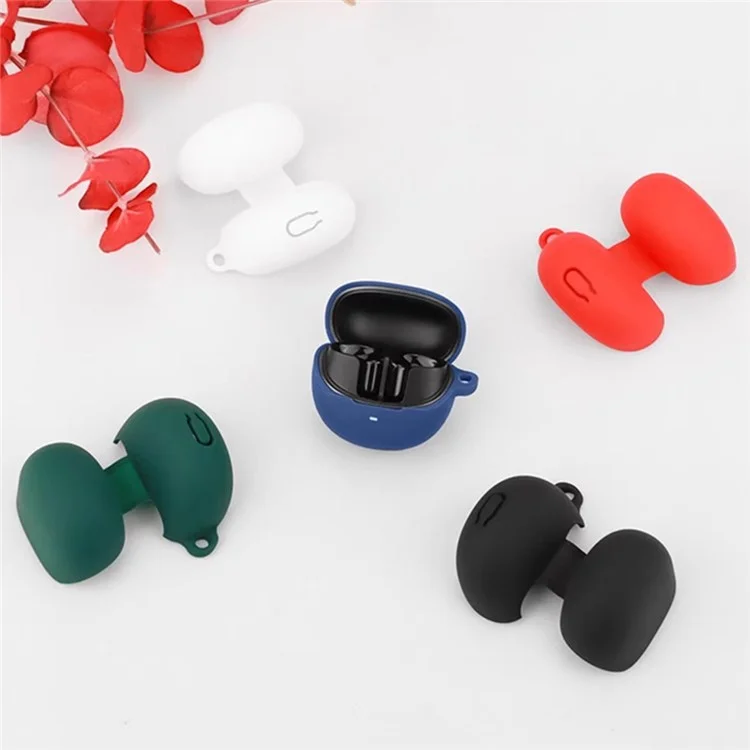 For QCY AilyBuds Pro+ Bluetooth-compatible Earphones Case with Anti Lost Buckle Silicone Protective Cover - Dark Blue