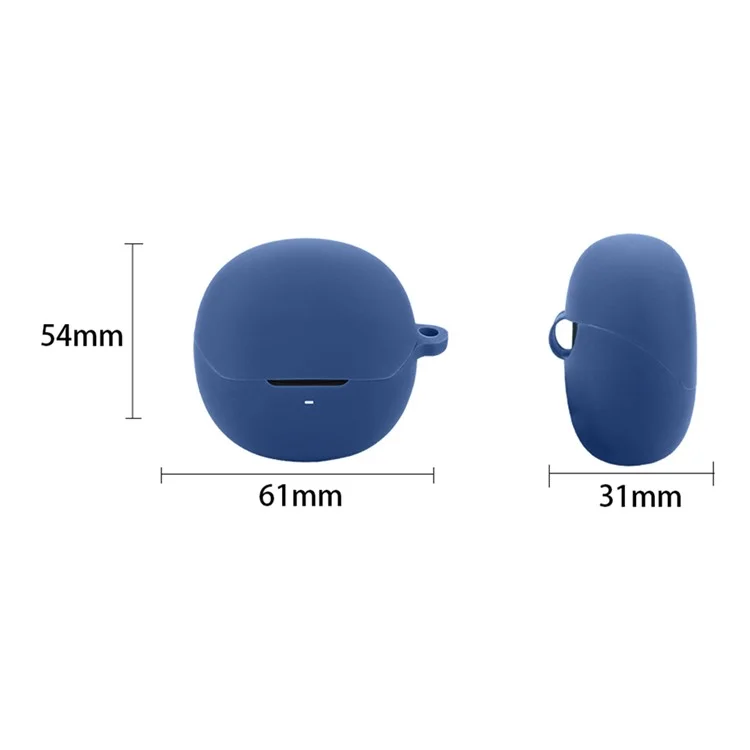 For QCY AilyBuds Pro+ Bluetooth-compatible Earphones Case with Anti Lost Buckle Silicone Protective Cover - Dark Blue
