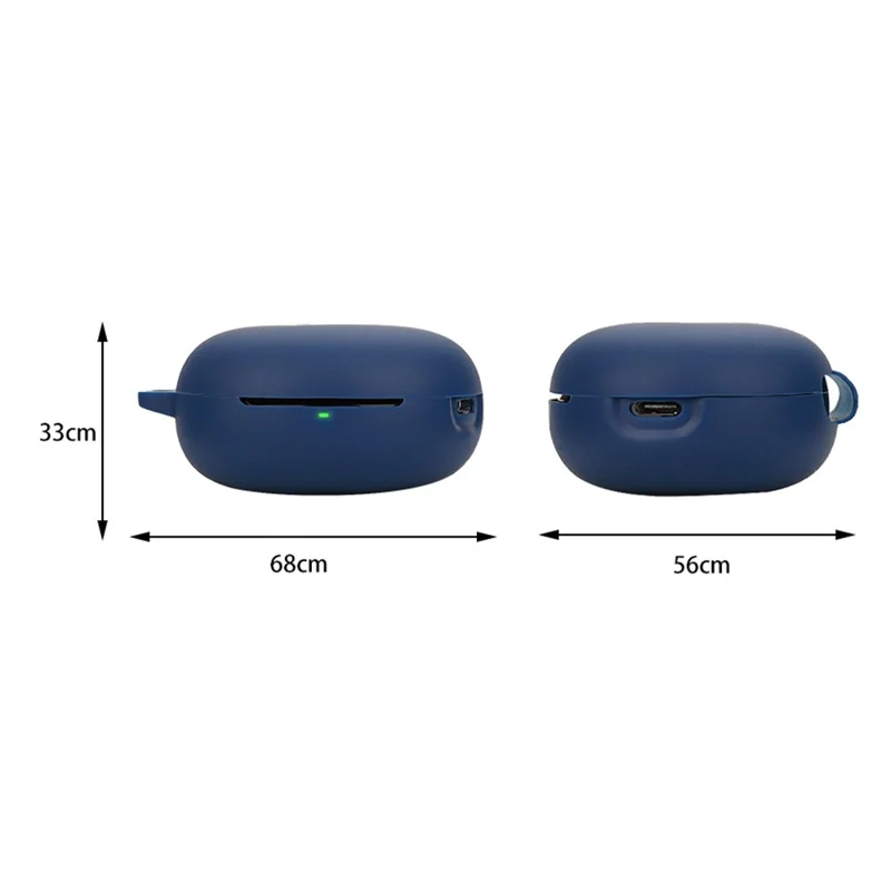 For QCY T13 ANC 2 Bluetooth-compatible Earphones Case with Anti Lost Buckle Silicone Protective Cover - Dark Blue