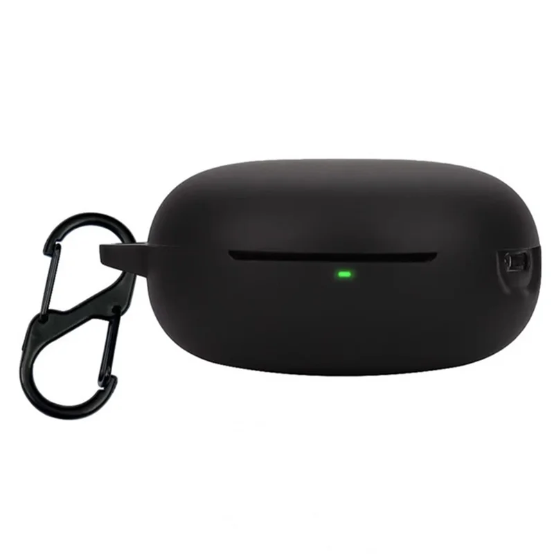 For QCY T13 ANC 2 Bluetooth-compatible Earphones Case with Anti Lost Buckle Silicone Protective Cover - Black