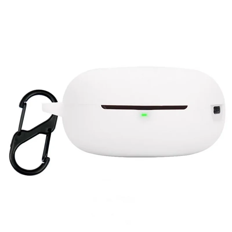 For QCY T13 ANC 2 Bluetooth-compatible Earphones Case with Anti Lost Buckle Silicone Protective Cover - White