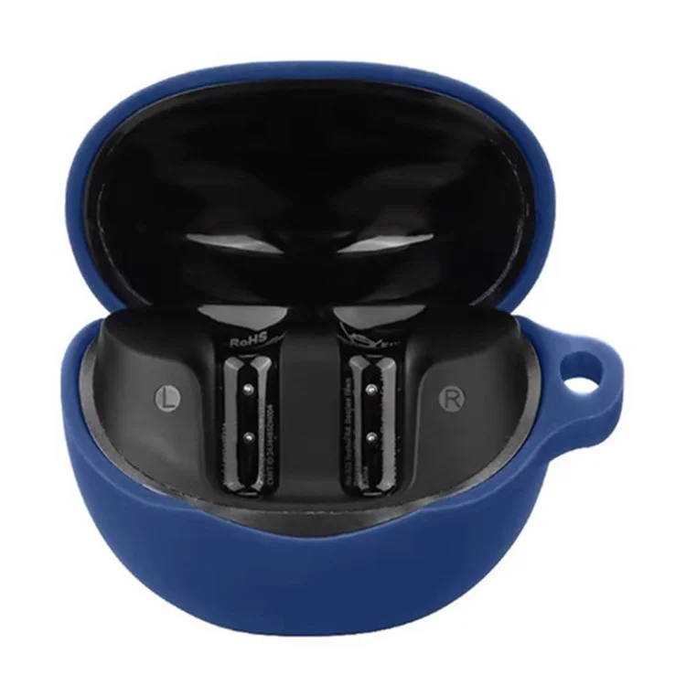 Funda protectora de silicona con hebilla antirrobo para auriculares Bluetooth QCY Ailybuds Clear - Azul oscuro
