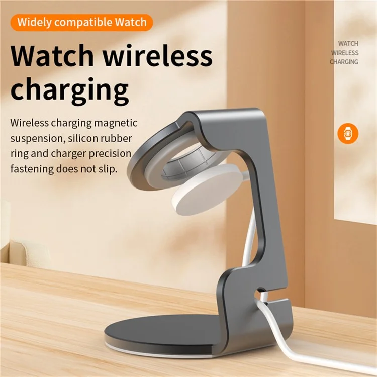 For Apple Watch Wireless Charging Bracket Aluminum Alloy Charger Dock Stand - Black
