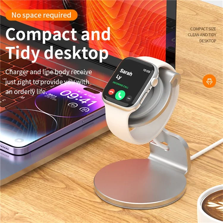 For Apple Watch Wireless Charging Bracket Aluminum Alloy Charger Dock Stand - Black