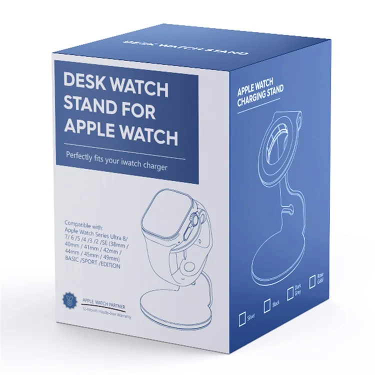 For Apple Watch Wireless Charging Bracket Aluminum Alloy Charger Dock Stand - Black