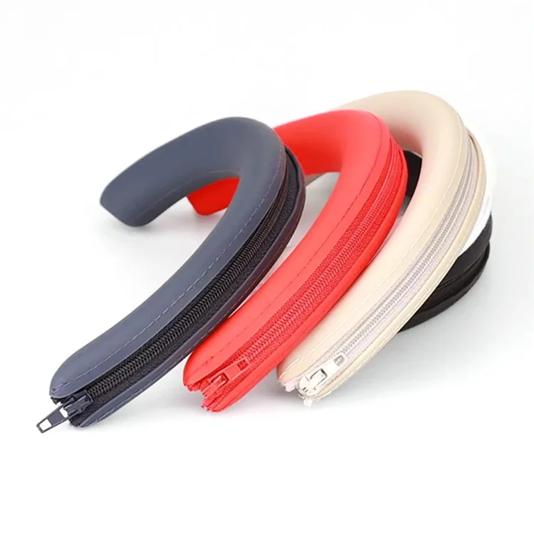 Ensemble de protection pour casque Sony WH-1000XM5 - Housse de bandeau + Housse d'oreillette extérieure + Étui en silicone pour coussinet d'oreille - Gris rose