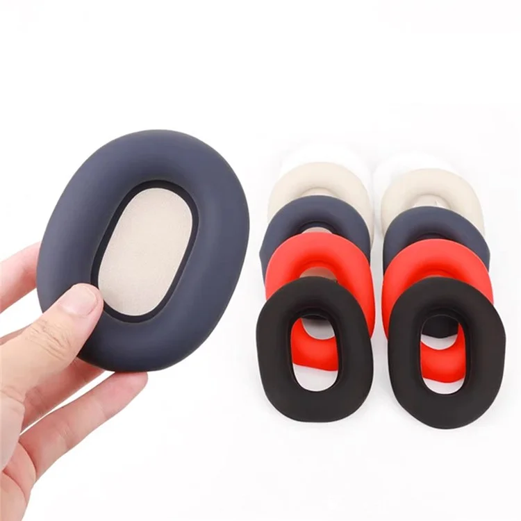 Ensemble de protection pour casque Sony WH-1000XM5 - Housse de bandeau + Housse d'oreillette extérieure + Étui en silicone pour coussinet d'oreille - Gris rose