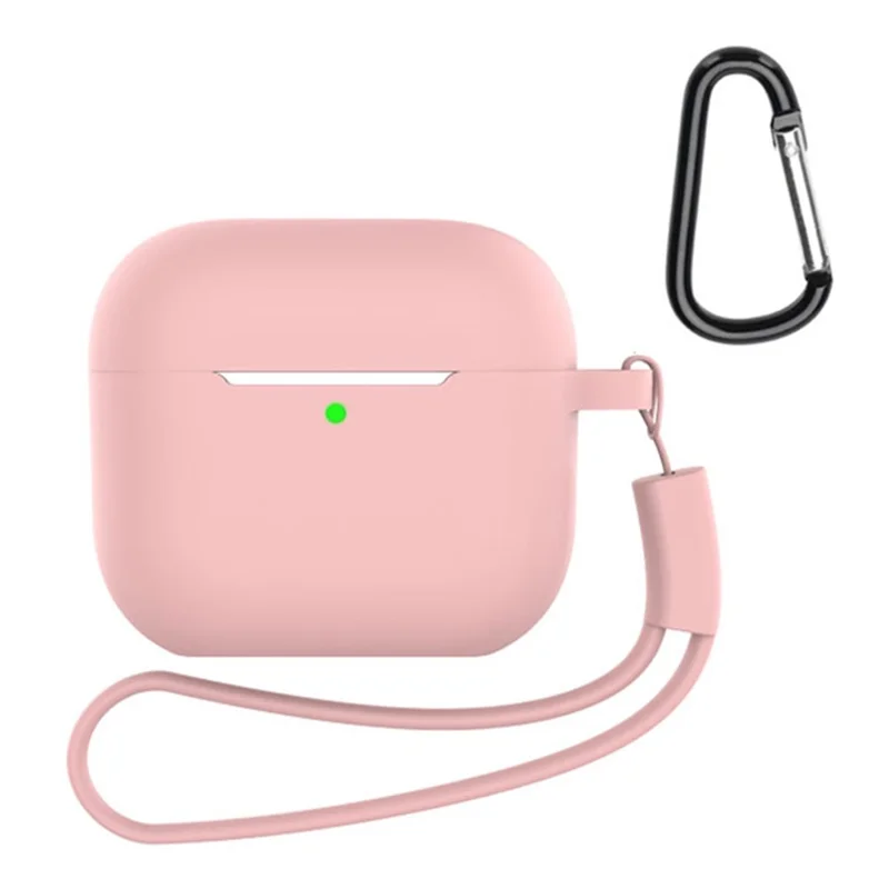 For AirPods 4 Silicone Case 3 in 1 Protective Cover Set with Strap + Keychain - Pink