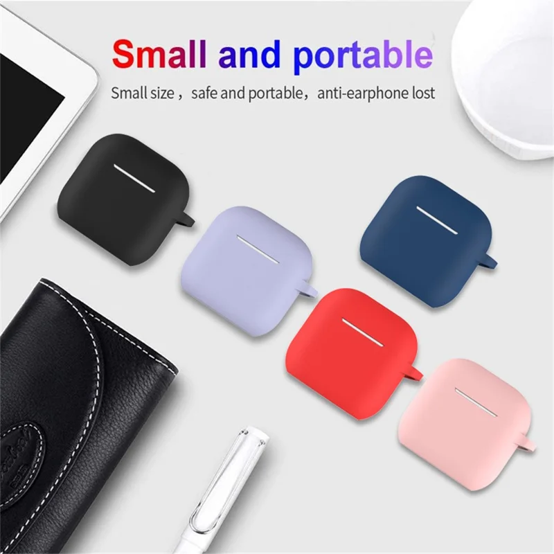 For AirPods 4 Silicone Case 3 in 1 Protective Cover Set with Strap + Keychain - Pink