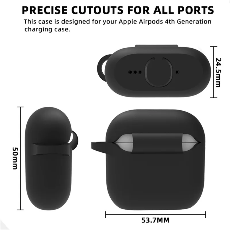 For AirPods 4 Silicone Case 3 in 1 Protective Cover Set with Strap + Keychain - Pink