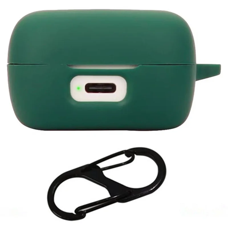 For Sennheiser ACCENTUM Silicone Case with Anti Lost Buckle Bluetooth-compatible Earphones Protective Cover - Blackish Green