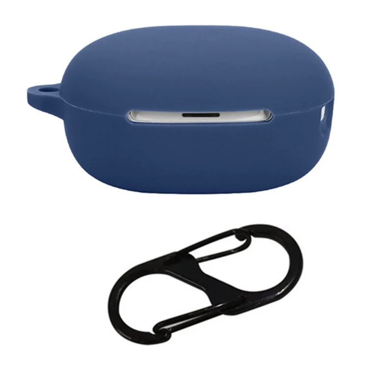 For QCY MeloBuds N30 Silicone Case with Anti Lost Buckle Bluetooth-compatible Earphones Protective Cover - Dark Blue