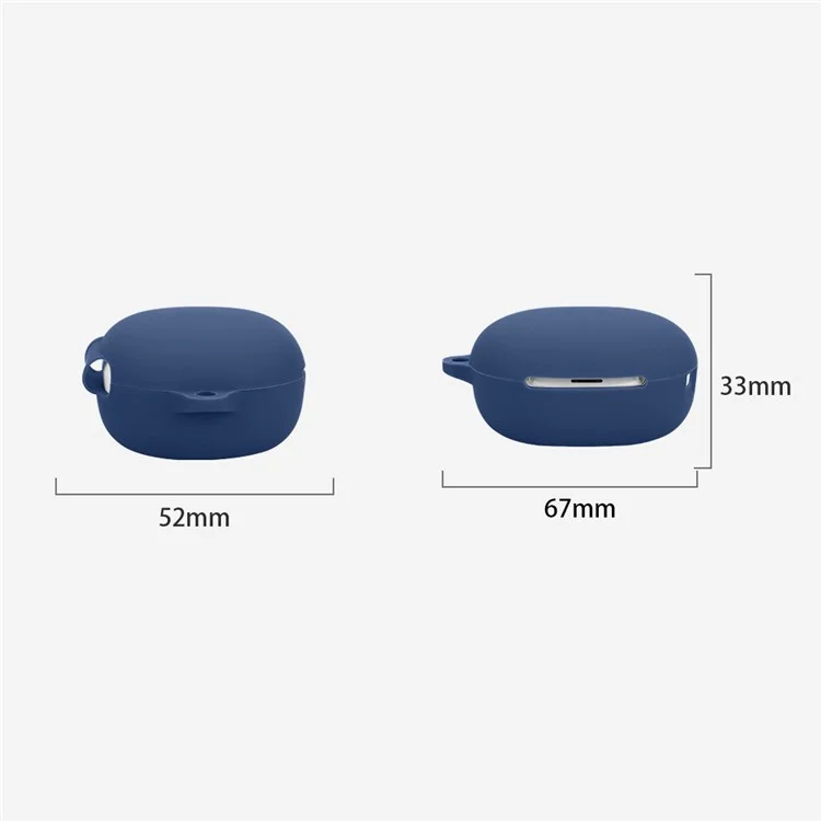 For QCY MeloBuds N30 Silicone Case with Anti Lost Buckle Bluetooth-compatible Earphones Protective Cover - Dark Blue