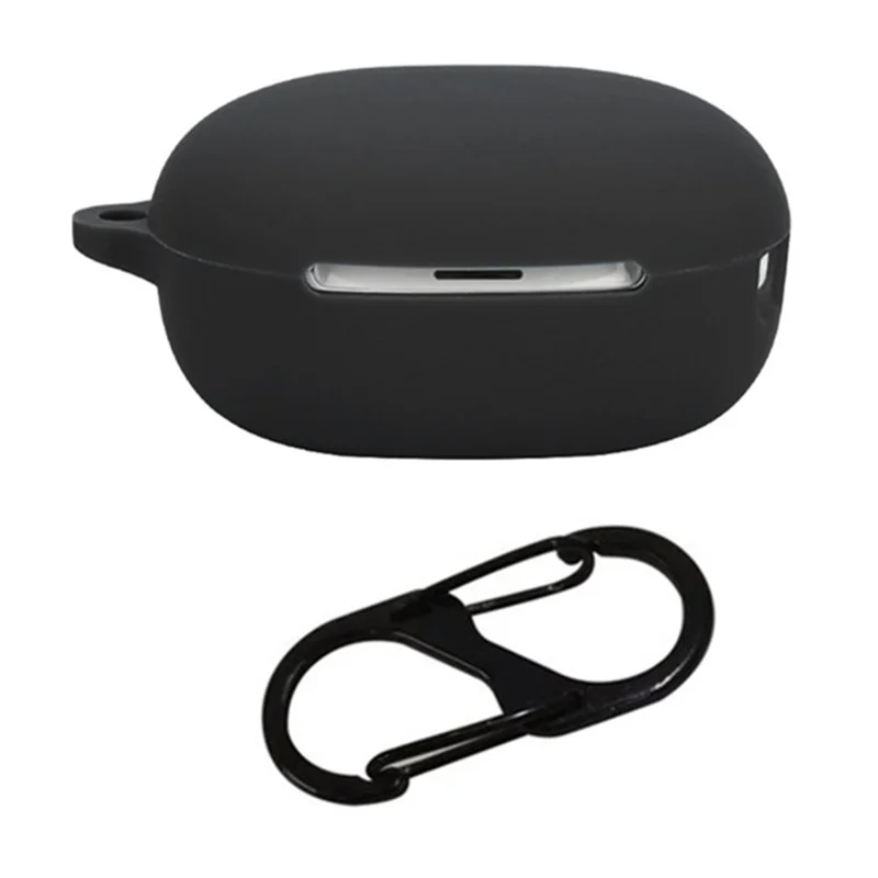 For QCY MeloBuds N30 Silicone Case with Anti Lost Buckle Bluetooth-compatible Earphones Protective Cover - Black