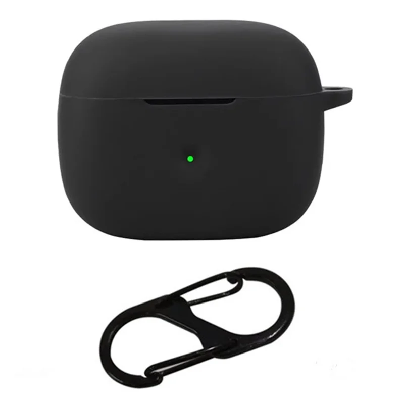 For Bowers & Wilkins Pi8 Silicone Case with Anti Lost Buckle Bluetooth-compatible Earphones Protective Cover - Black
