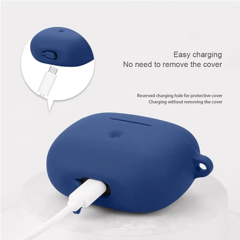 For Bowers & Wilkins Pi8 Silicone Case with Anti Lost Buckle Bluetooth-compatible Earphones Protective Cover - Black
