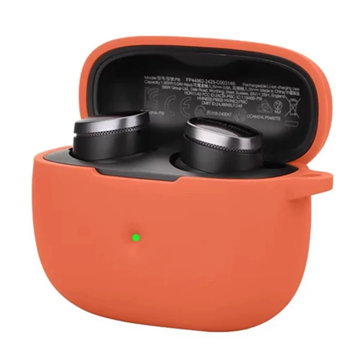 For Bowers & Wilkins Pi6 Silicone Case with Anti Lost Buckle Bluetooth-compatible Earphones Protective Cover - Orange