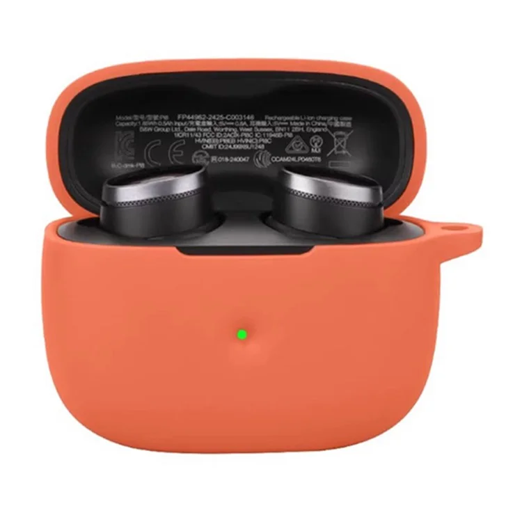 For Bowers & Wilkins Pi6 Silicone Case with Anti Lost Buckle Bluetooth-compatible Earphones Protective Cover - Orange