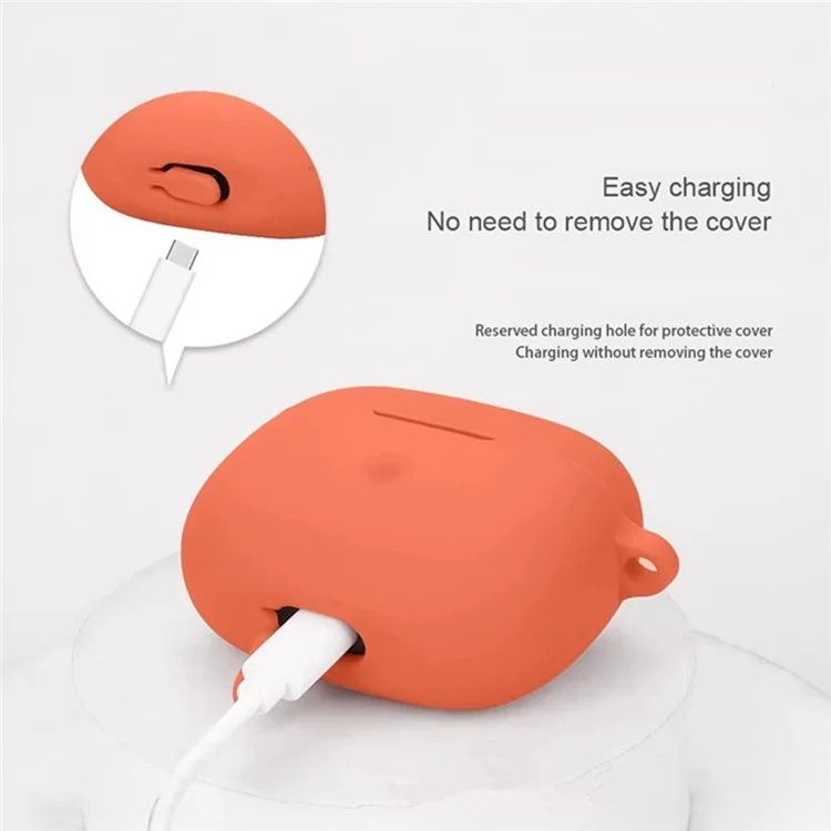 For Bowers & Wilkins Pi6 Silicone Case with Anti Lost Buckle Bluetooth-compatible Earphones Protective Cover - Orange