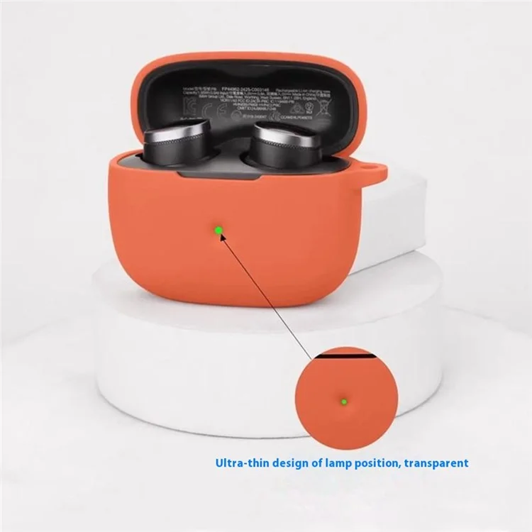 For Bowers & Wilkins Pi6 Silicone Case with Anti Lost Buckle Bluetooth-compatible Earphones Protective Cover - Orange