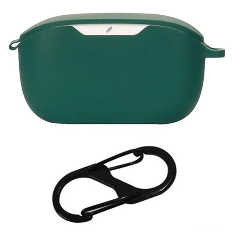 For JBL Wave Buds 2 Silicone Case with Anti Lost Buckle Bluetooth-compatible Earphones Protective Cover - Blackish Green