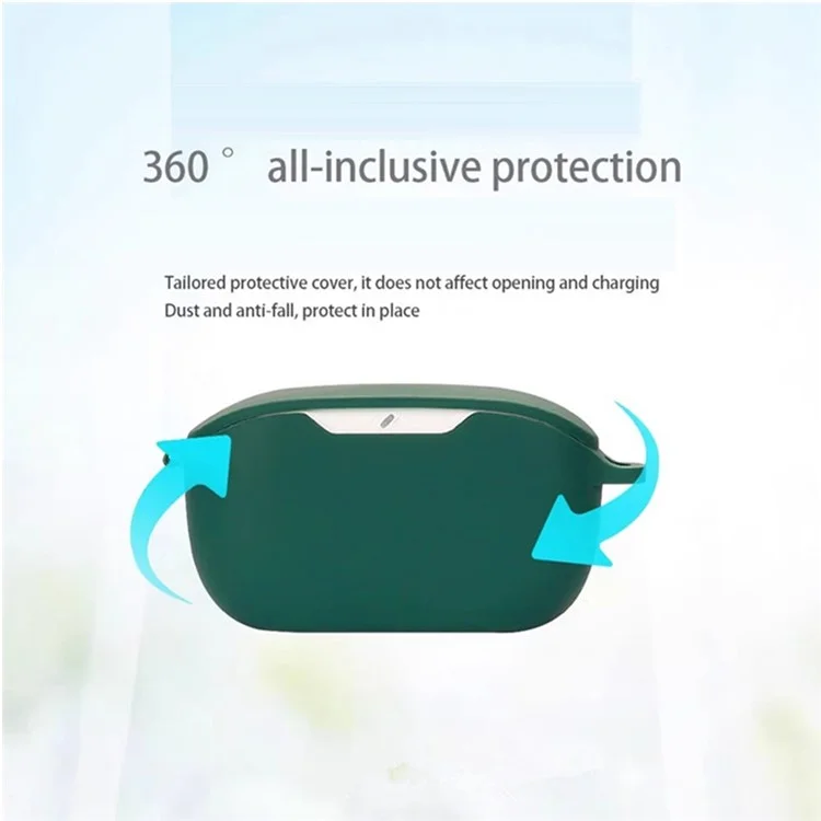 For JBL Wave Buds 2 Silicone Case with Anti Lost Buckle Bluetooth-compatible Earphones Protective Cover - Blackish Green