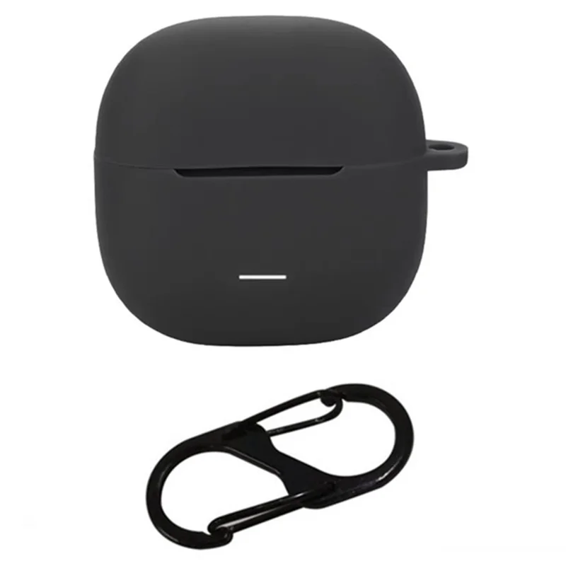For Xiaomi Redmi Buds 5C Silicone Case with Anti Lost Buckle Bluetooth-compatible Earphones Protective Cover - Black