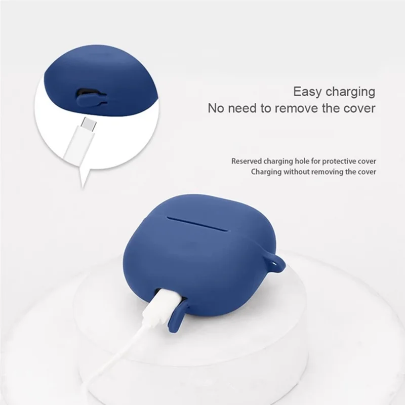For Xiaomi Redmi Buds 5C Silicone Case with Anti Lost Buckle Bluetooth-compatible Earphones Protective Cover - Black
