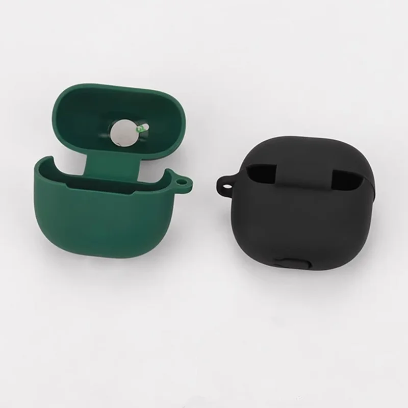 For Xiaomi Redmi Buds 5C Silicone Case with Anti Lost Buckle Bluetooth-compatible Earphones Protective Cover - Black