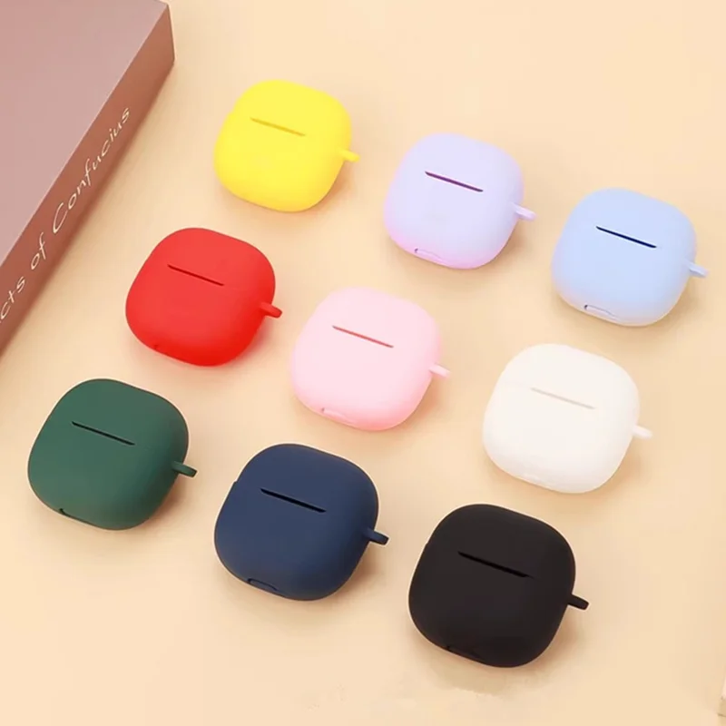 For Xiaomi Redmi Buds 5C Silicone Case with Anti Lost Buckle Bluetooth-compatible Earphones Protective Cover - Black
