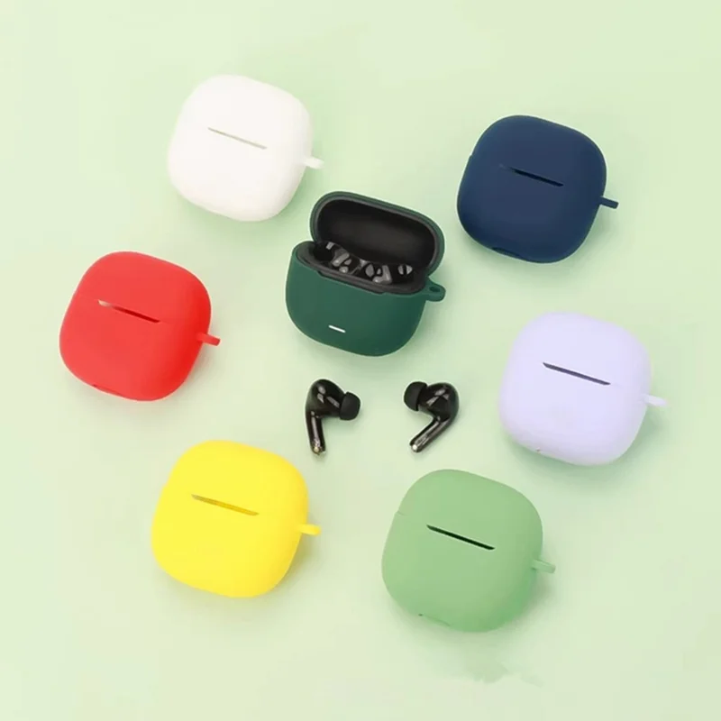 For Xiaomi Redmi Buds 5C Silicone Case with Anti Lost Buckle Bluetooth-compatible Earphones Protective Cover - Black