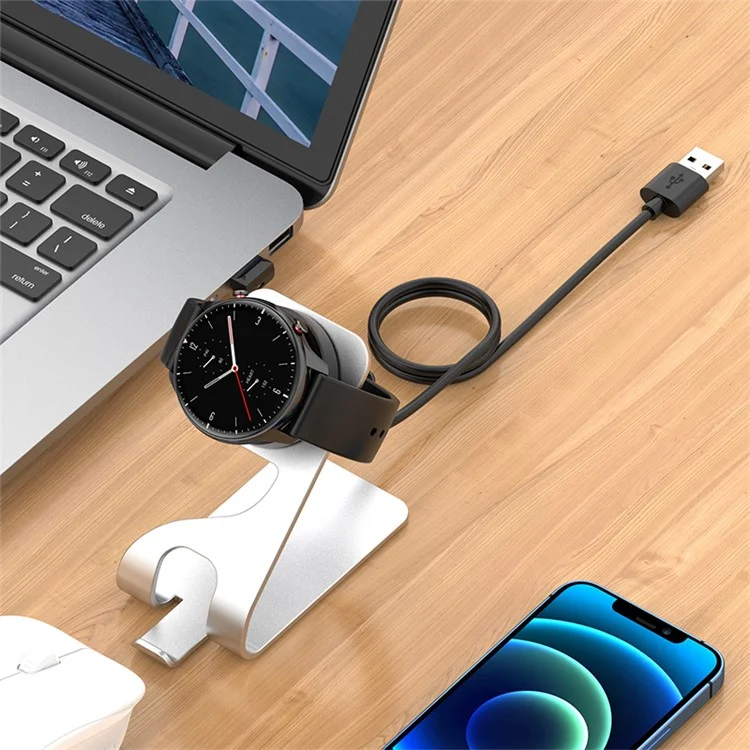 Aluminum Alloy Bracket Charging Dock Smart Watch Charger for Huami Amazfit GTS 2 Mini / Bip 3 / GTR Mini (A2174) - Silver