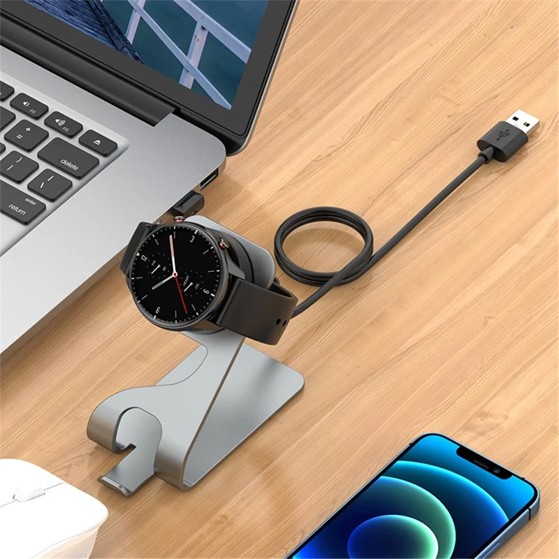Aluminum Alloy Bracket Charging Dock Smart Watch Charger for Huami Amazfit GTS 2 Mini / Bip 3 / GTR Mini (A2174) - Grey
