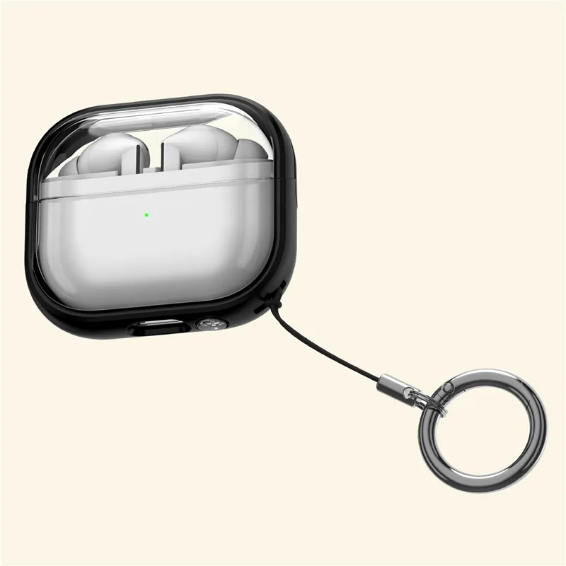 For Samsung Galaxy Buds3 Pro  /  Buds3 Case PC + TPU Bluetooth-compatible Earbud Cover Phone Stand with Carabiner - Transparent Black