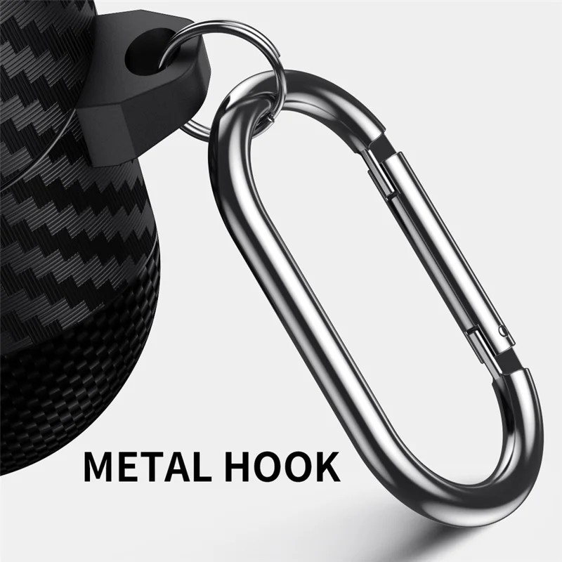 For Samsung Galaxy Buds3 Pro  /  Buds3 Protective Case Skull Design Snap Switch TPU + Metal Earphone Cover with Carabiner - Black