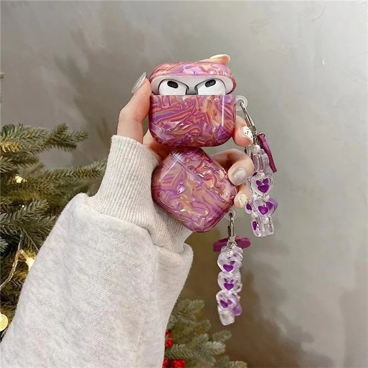 For AirPods Pro 2 Protective Case with Love Chain Deep Purple Pattern Soft TPU Cover Shell Texture